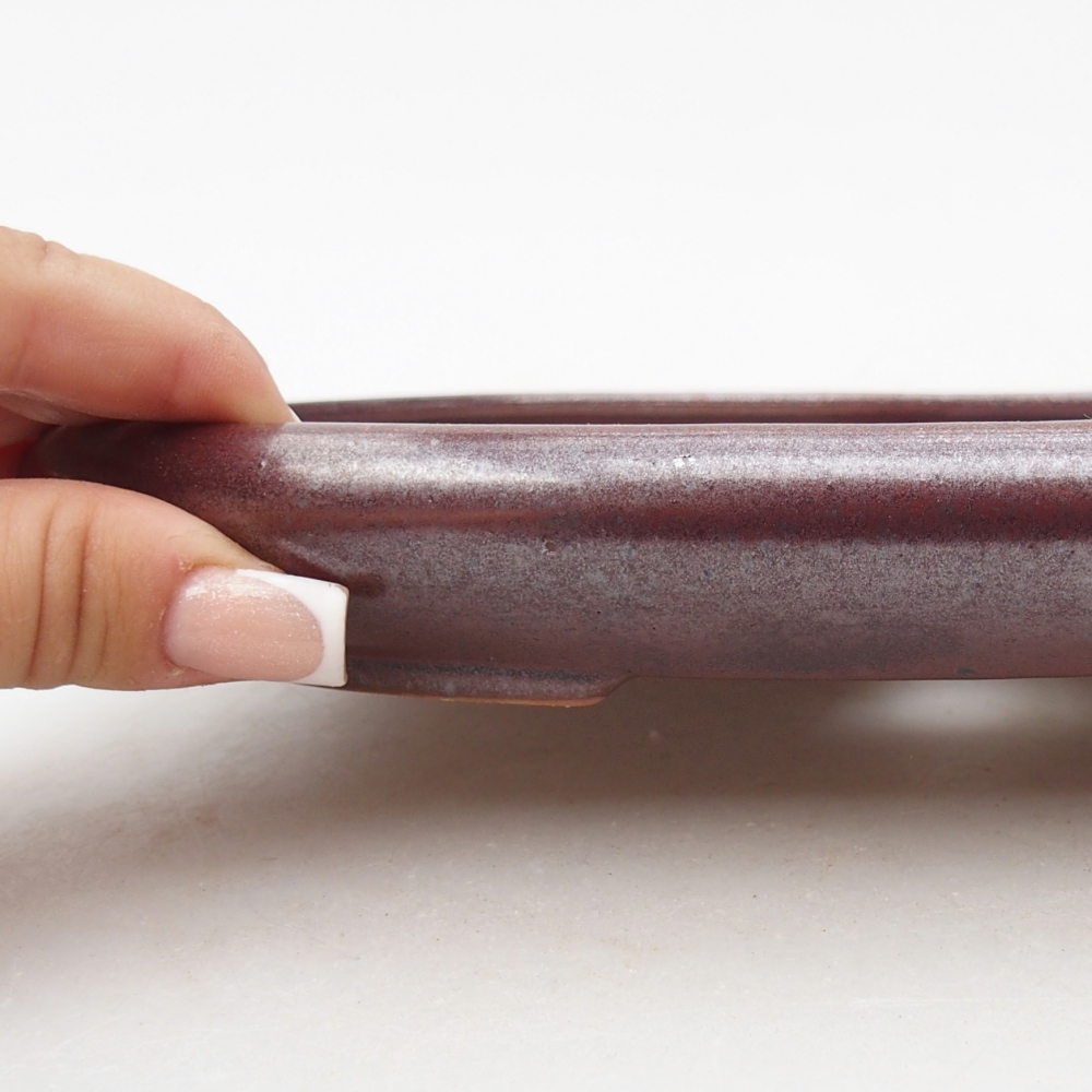Ceramiczna miska do bonsai 22,5 x 16,5 x 3 cm, bordowa