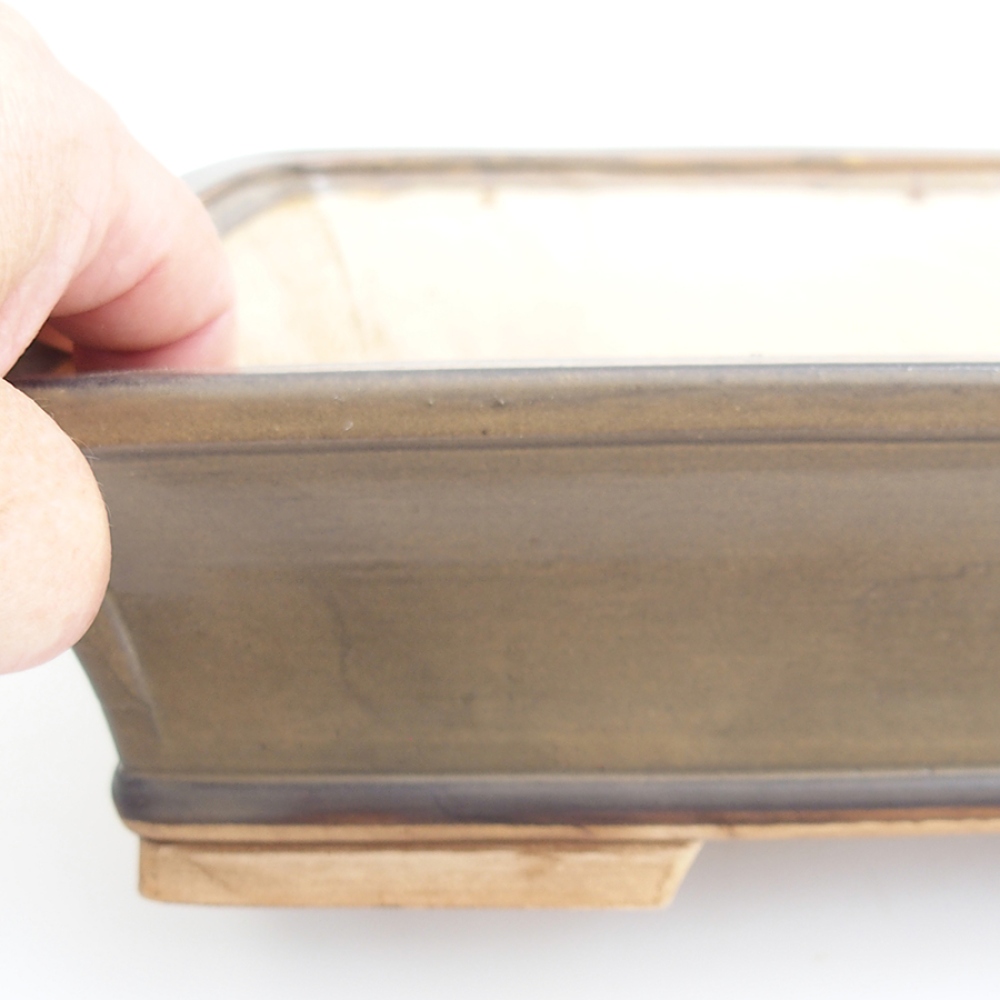Ceramiczna miska na bonsai 29,5 x 25 x 7,5 cm, brązowa