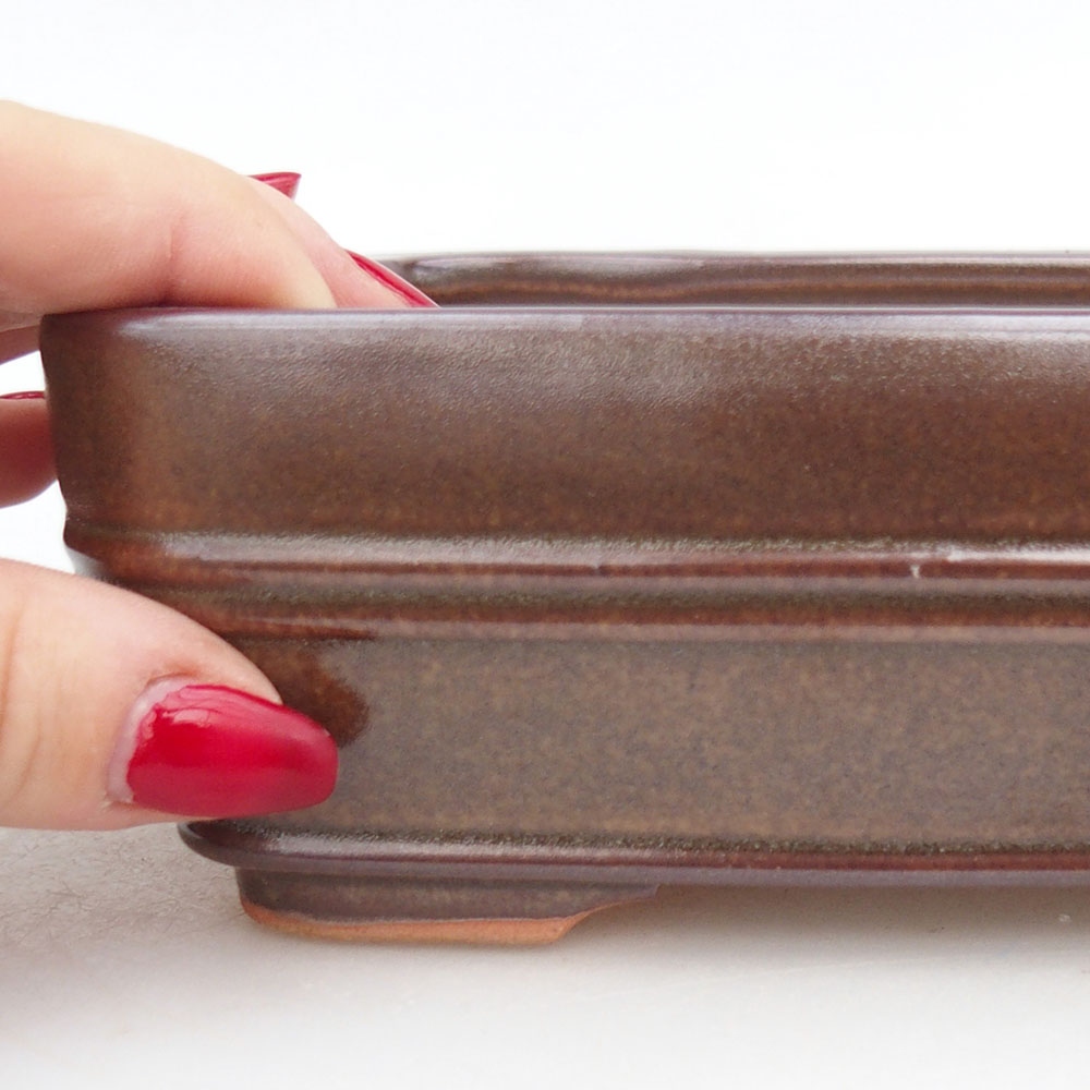 Ceramiczna miska na bonsai 17 x 12 x 5,5 cm, brązowa