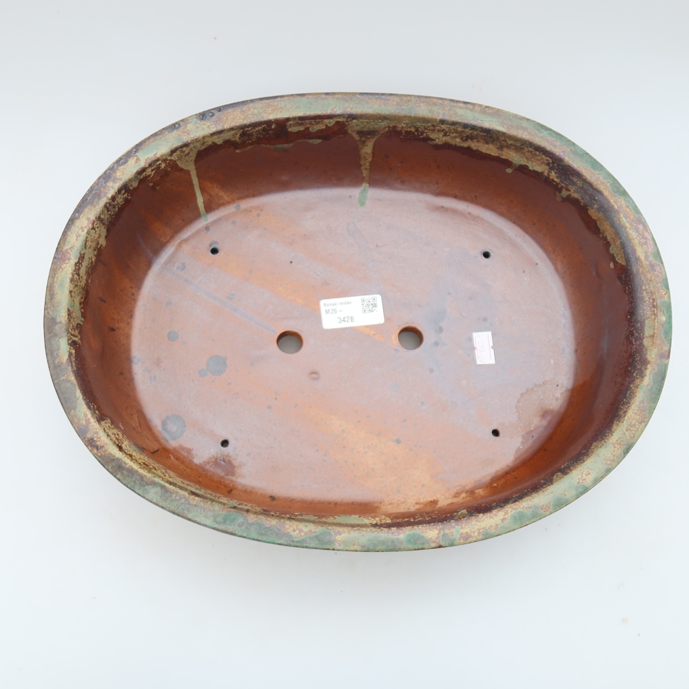 Ceramiczna miska do bonsai 36 x 28 x 8,5 cm, kolor brązowo-zielony