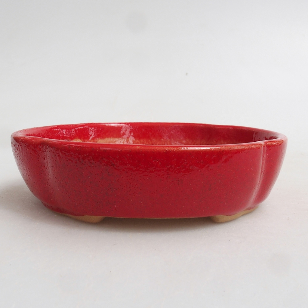Ceramiczna miska bonsai 11 x 11 x 3 cm, kolor czerwony