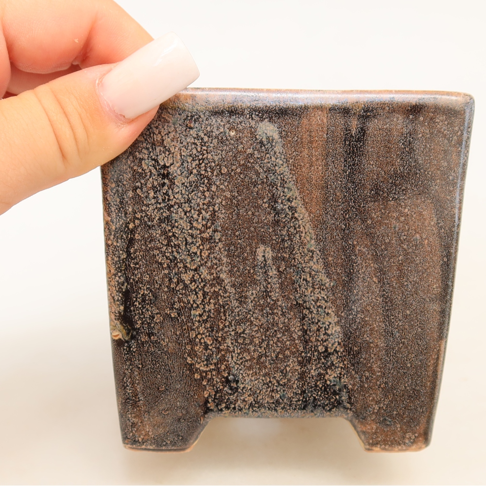 Ceramiczna miska do bonsai 8,5 x 8,5 x 9 cm, kolor brązowy