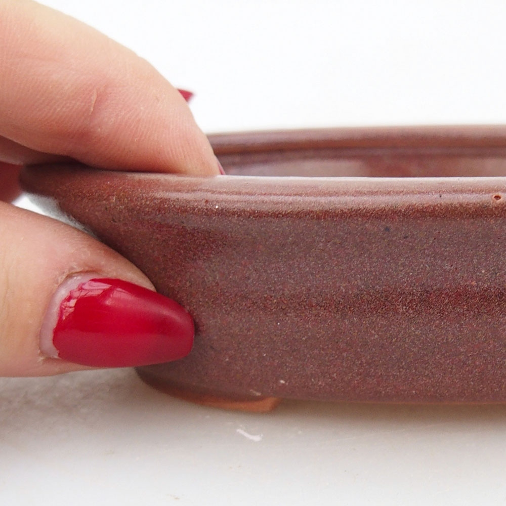 Ceramiczna miska do bonsai 12 x 10 x 3 cm, bordowa