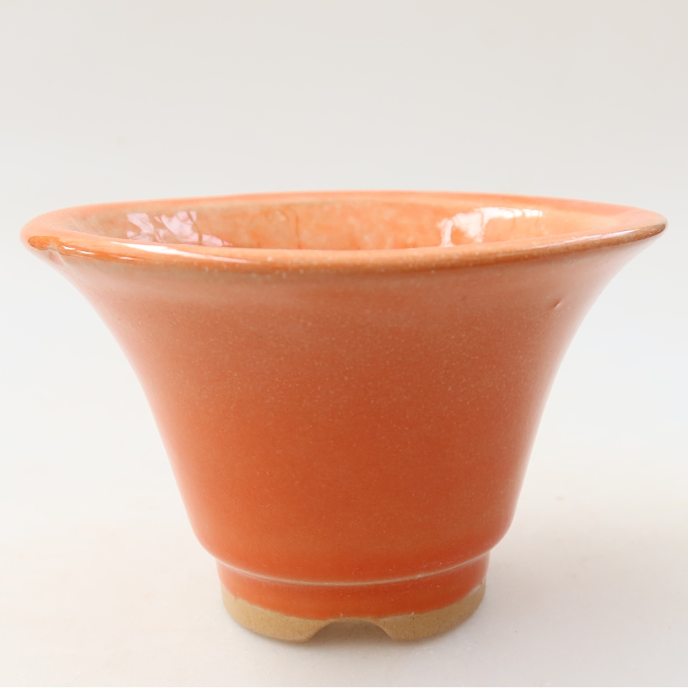 Ceramiczna miska do bonsai 10,5 x 10,5 x 7 cm, kolor pomarańczowy