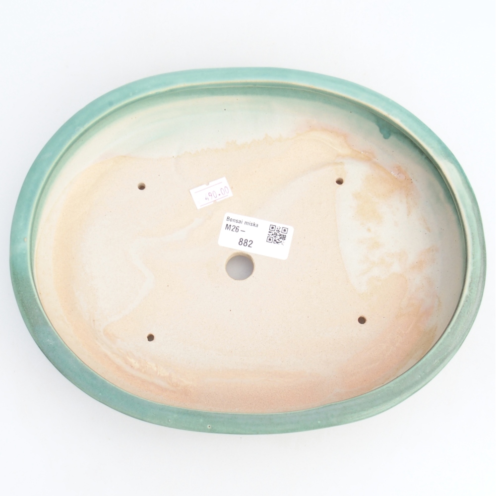 Ceramiczna miska do bonsai 24,5 x 20 x 4 cm, zielona