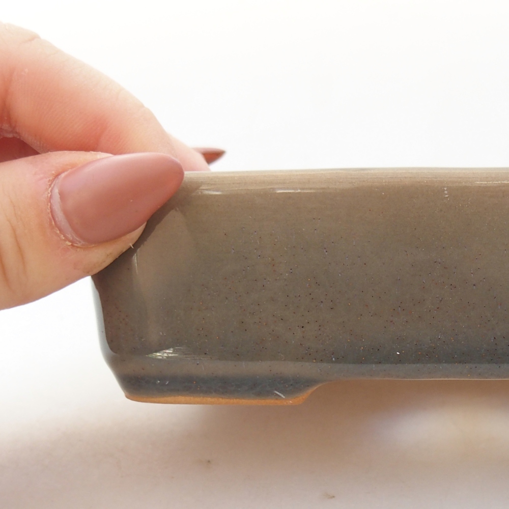 Ceramiczna miska na bonsai 13 x 9,5 x 3,5 cm, szara
