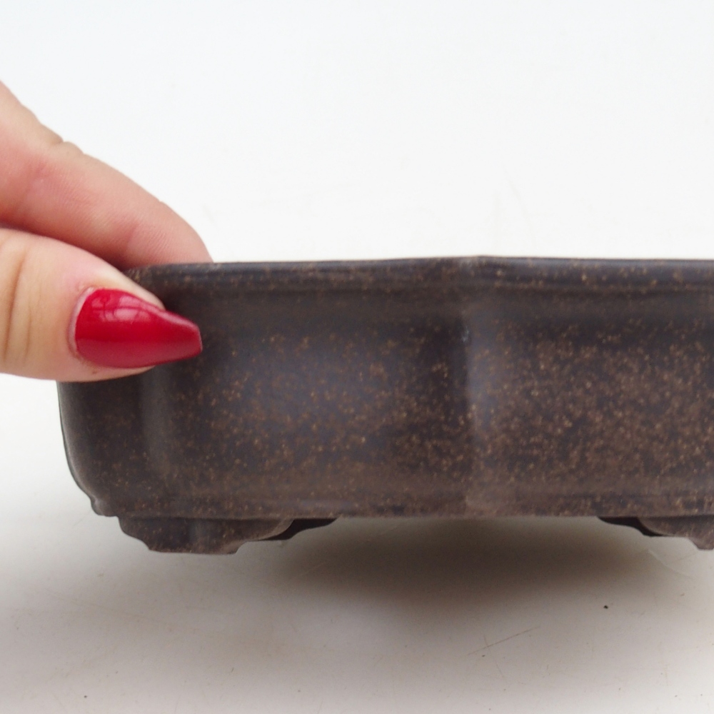 Ceramiczna miska do bonsai 16,5 x 13 x 4 cm, kolor brązowo-ochrowy
