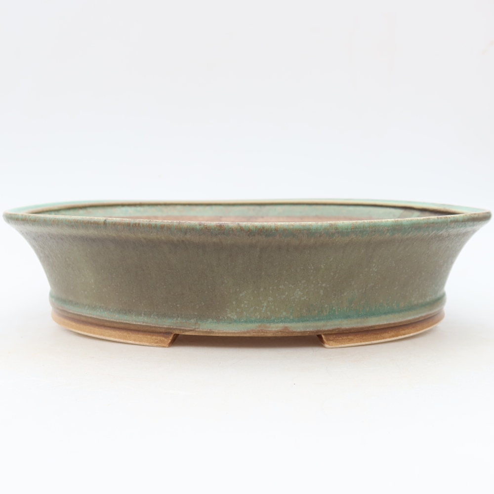 Ceramiczna miska do bonsai 27 x 24,5 x 6 cm, kolor zielony