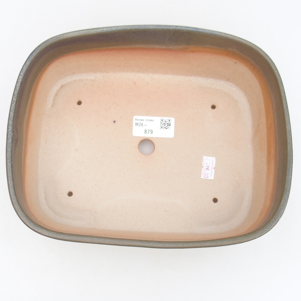 Ceramiczna misa do bonsai 23,5 x 19 x 7,5 cm, kolor brązowo-zielony