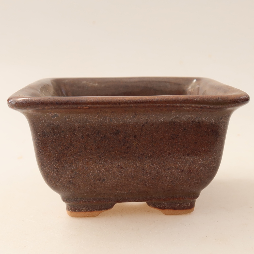 Ceramiczna miseczka do bonsai 9,5 x 9,5 x 5,5 cm, kolor brązowy