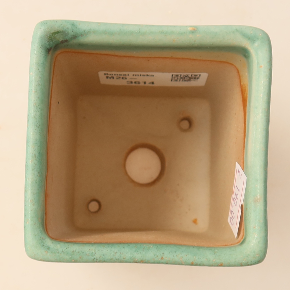 Ceramiczna miseczka do bonsai 7,5 x 7,5 x 10 cm, kolor zielony