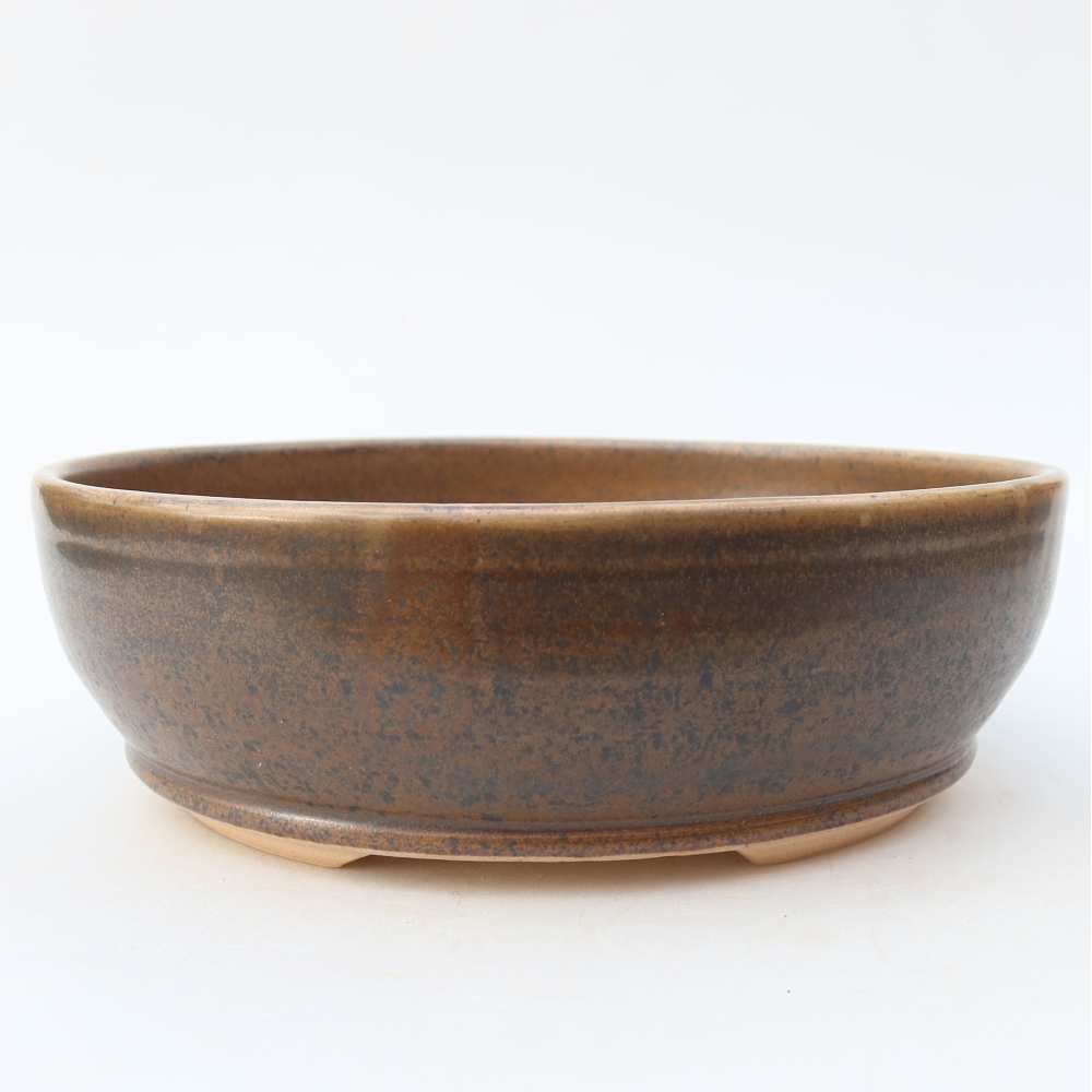 Ceramiczna miska do bonsai 19,5 x 19,5 x 6,5 cm, kolor brązowy