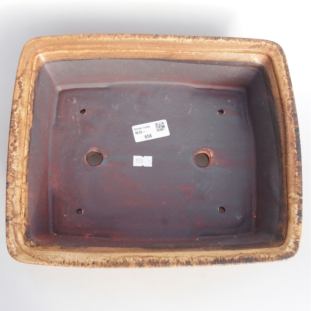 Ceramiczna miska na bonsai 29,5 x 24,5 x 8 cm, brązowa