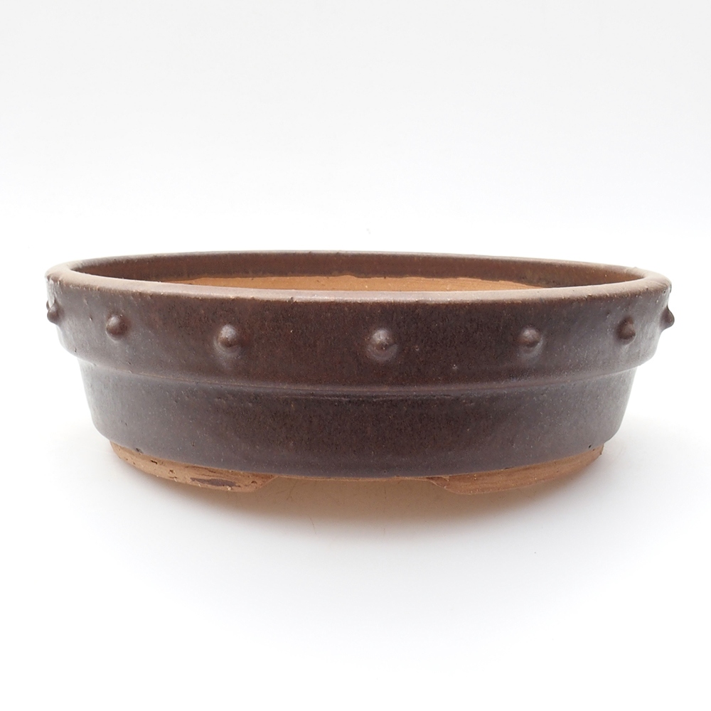 Ceramiczna miska bonsai 20,5 x 20,5 x 5,5 cm, kolor brązowy