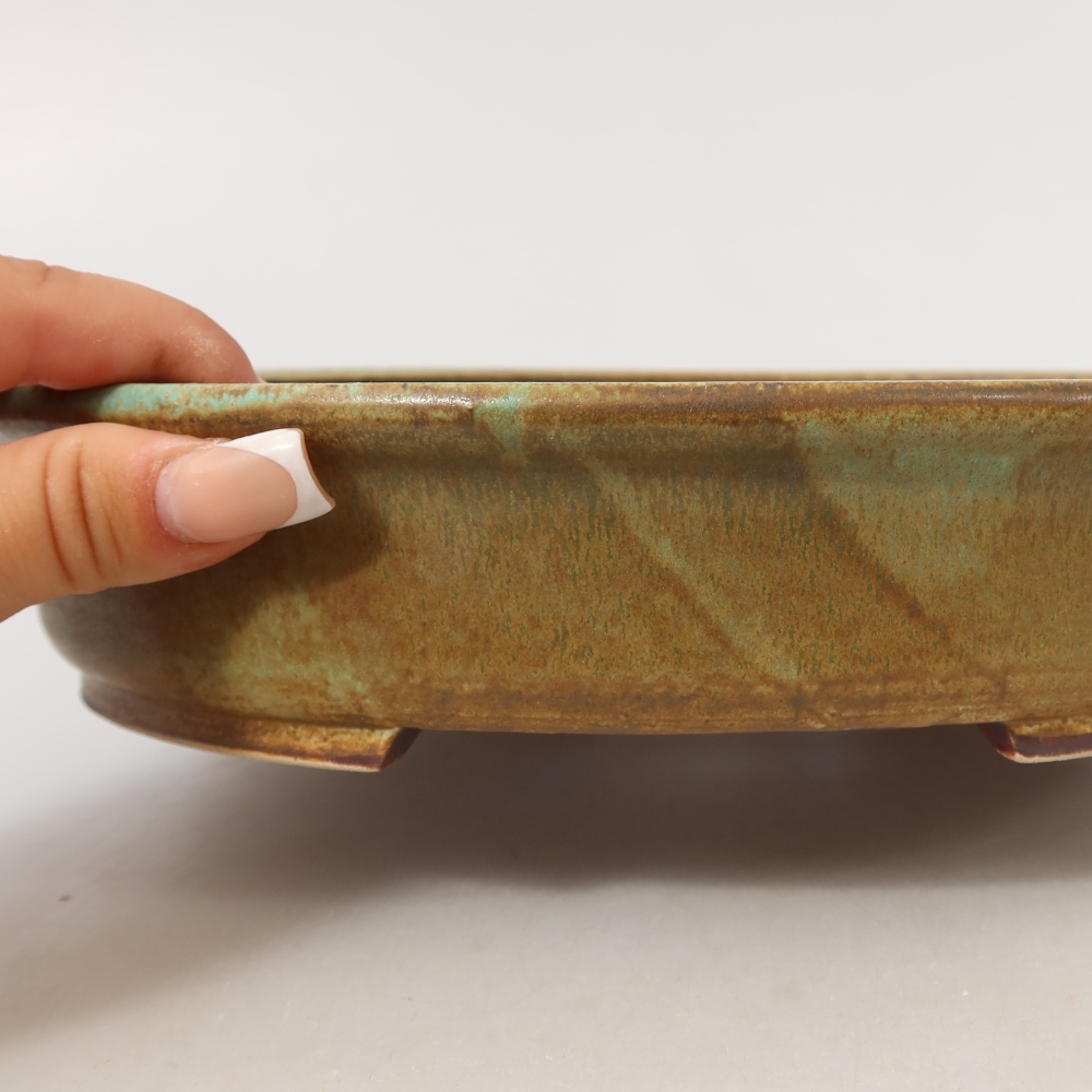 Ceramiczna miska na bonsai 24 x 21 x 5 cm, zielona