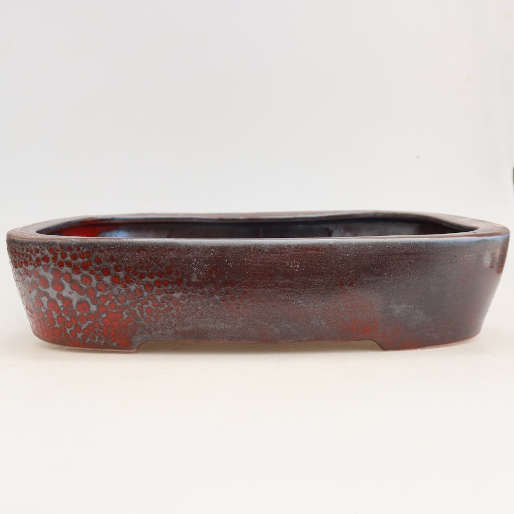 Ceramiczna miska do bonsai 32 x 24,5 x 6,5 cm, kolor metaliczno-czerwony