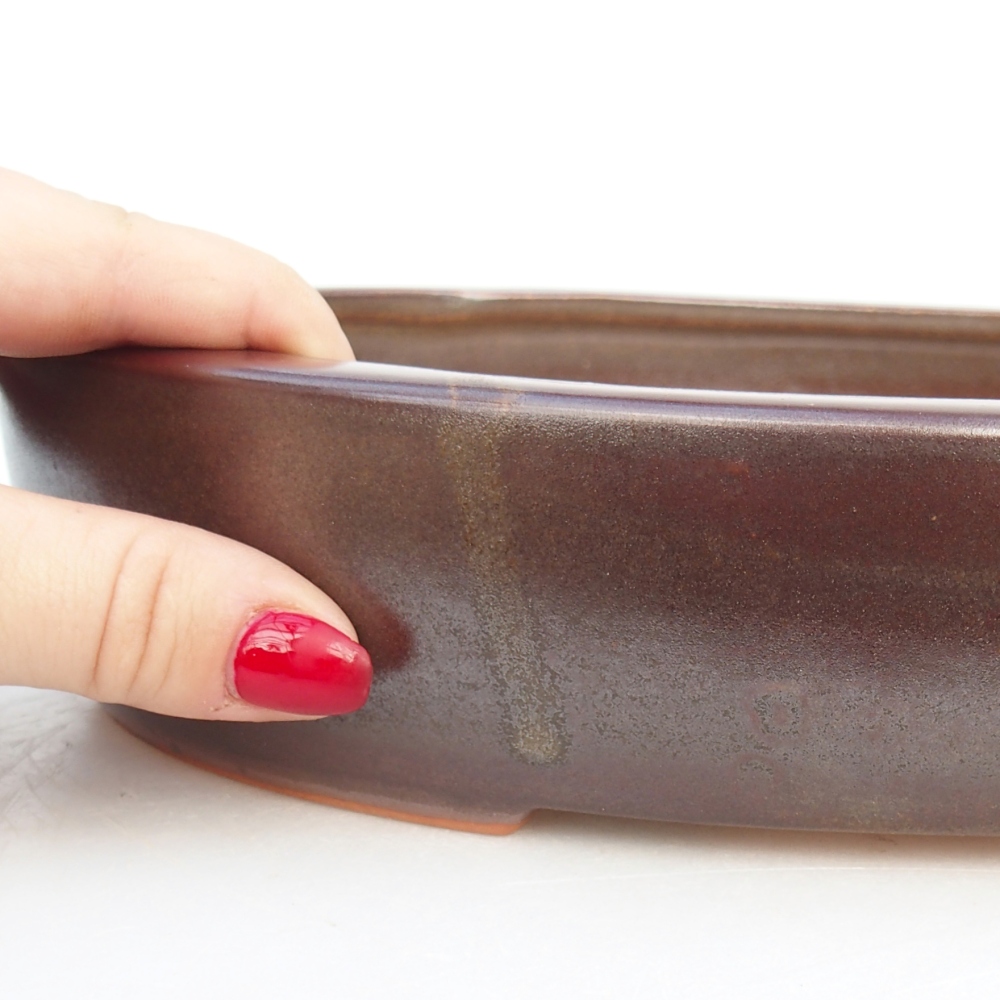 Ceramiczna miska na bonsai 27 x 21 x 5 cm, brązowa