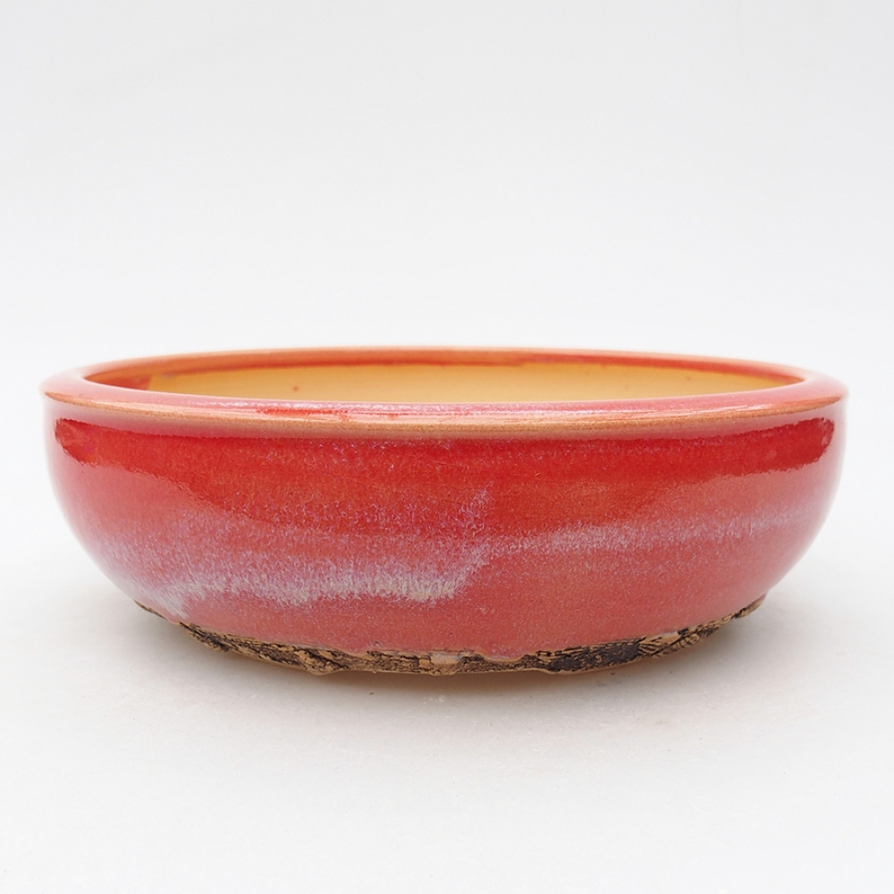 Ceramiczna miska bonsai 18,5 x 18,5 x 5,5 cm, kolor Czerwony