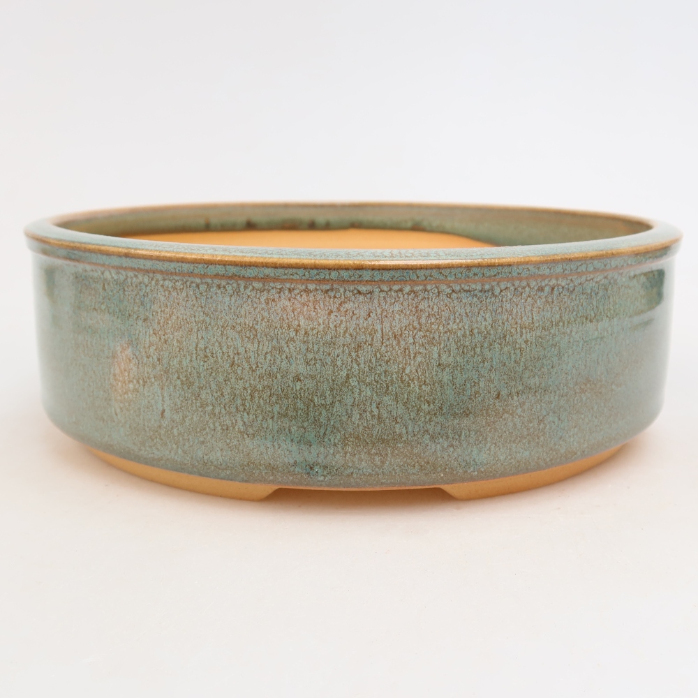 Ceramiczna miska do bonsai 21 x 21 x 6,5 cm, kolor zielony