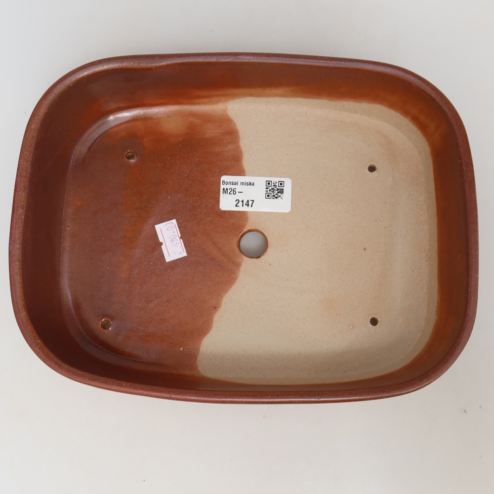 Ceramiczna miska do bonsai 23 x 18 x 5,5 cm, kolor bordowy