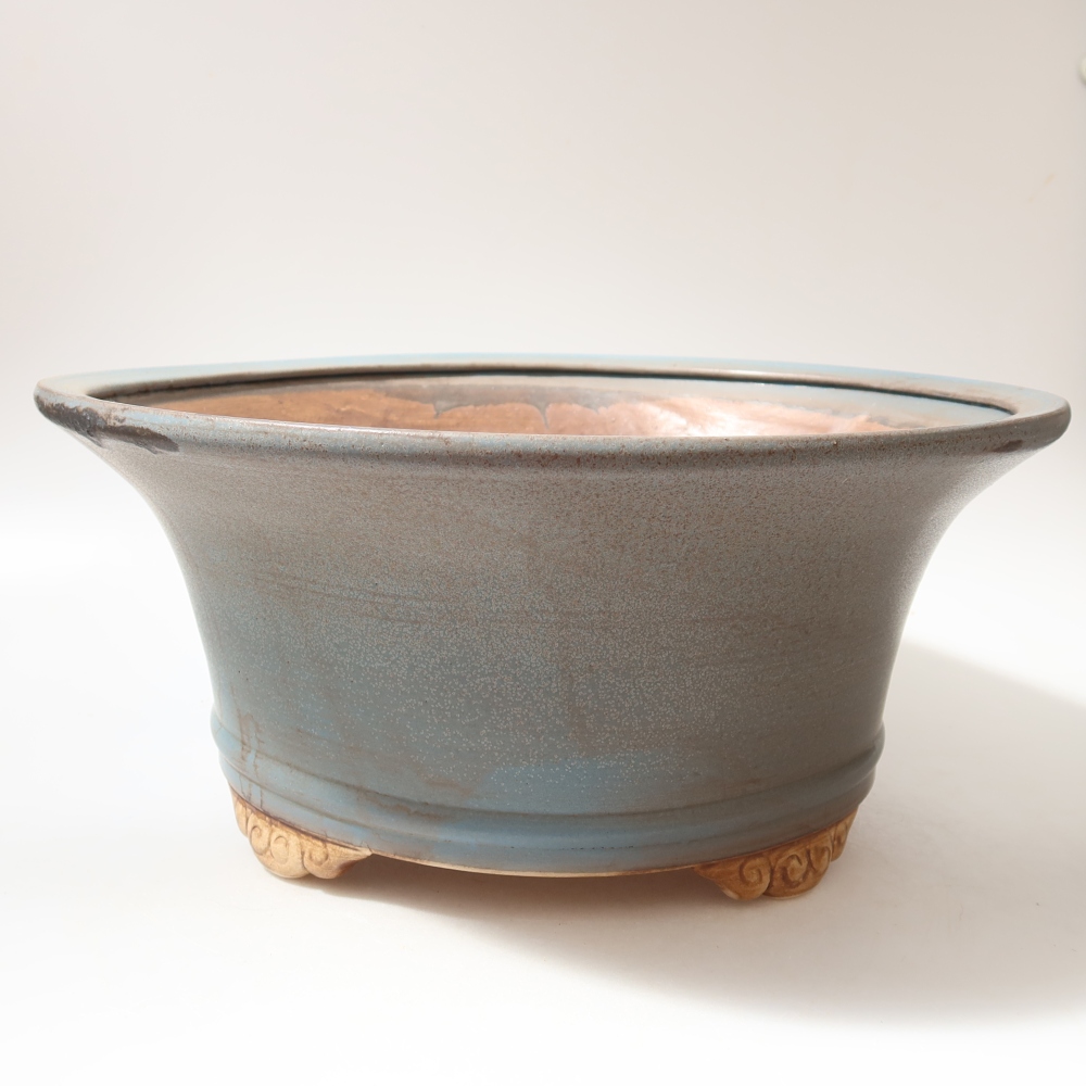 Ceramiczna miska do bonsai 32 x 32 x 14 cm, kolor niebieski