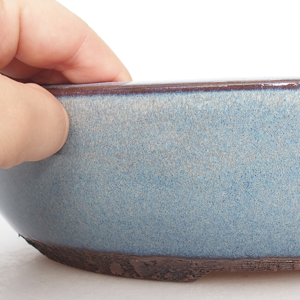 Ceramiczna miska do bonsai 25,5 x 25,5 x 7 cm, kolor niebieski