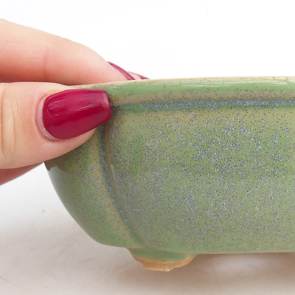 Ceramiczna miska bonsai 12,5 x 10,5 x 5 cm, kolor zielony