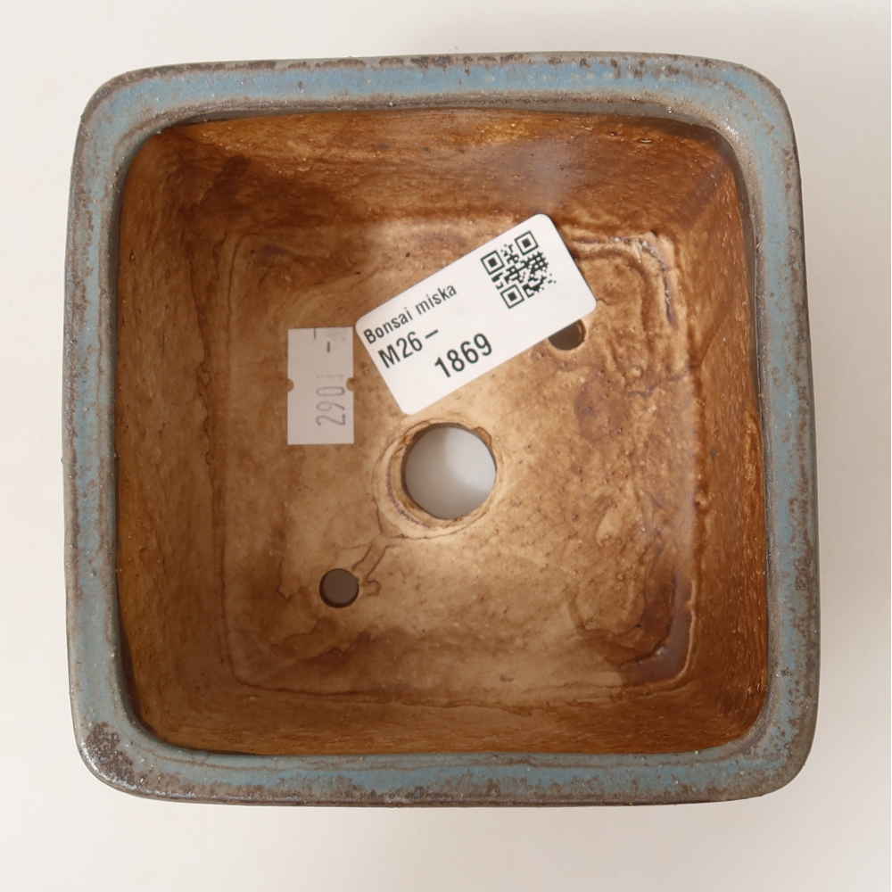 Ceramiczna miska do bonsai 10,5 x 10,5 x 7 cm, kolor niebieski