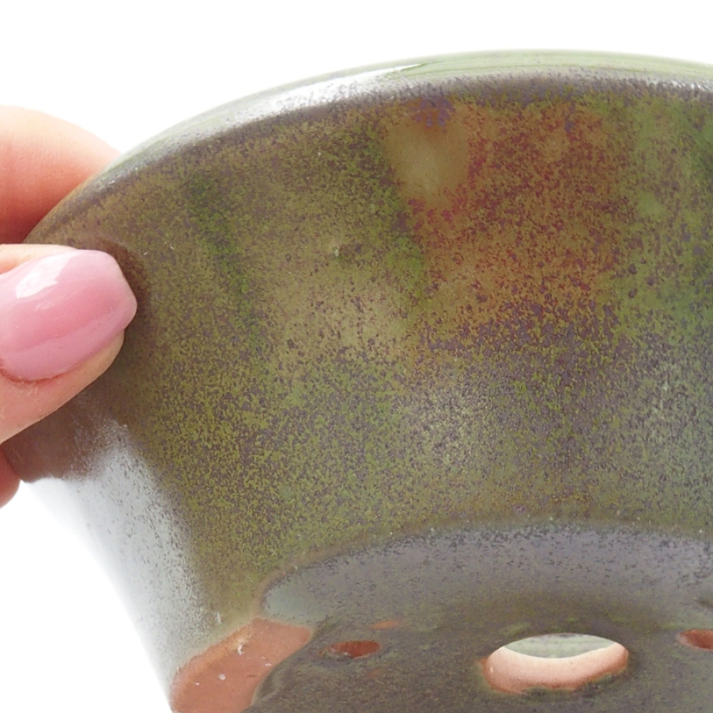 Ceramiczna miska bonsai 13,5 x 13,5 x 5 cm, kolor zielony