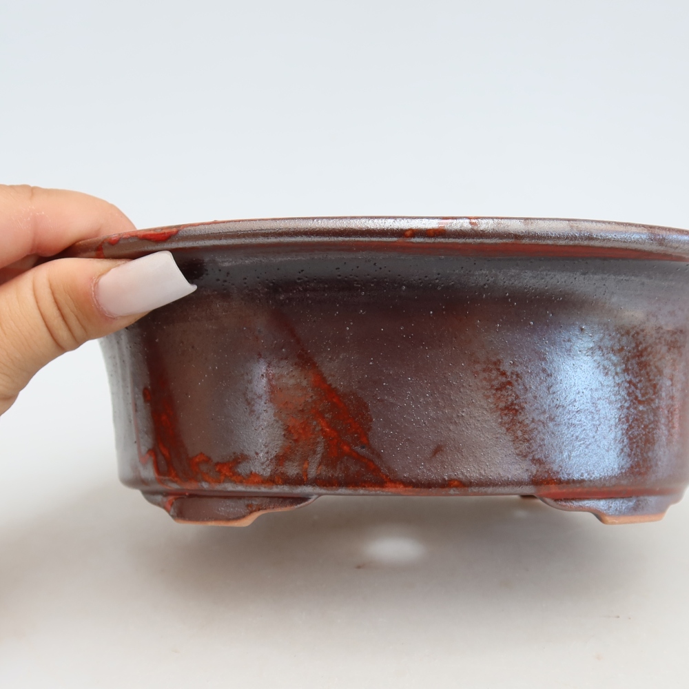 Ceramiczna miska do bonsai 19,5 x 15,5 x 6,5 cm, kolor metaliczny