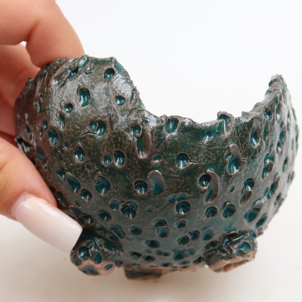 Ceramiczna skorupa  10 x 10 x 6,5 cm, kolor zielony