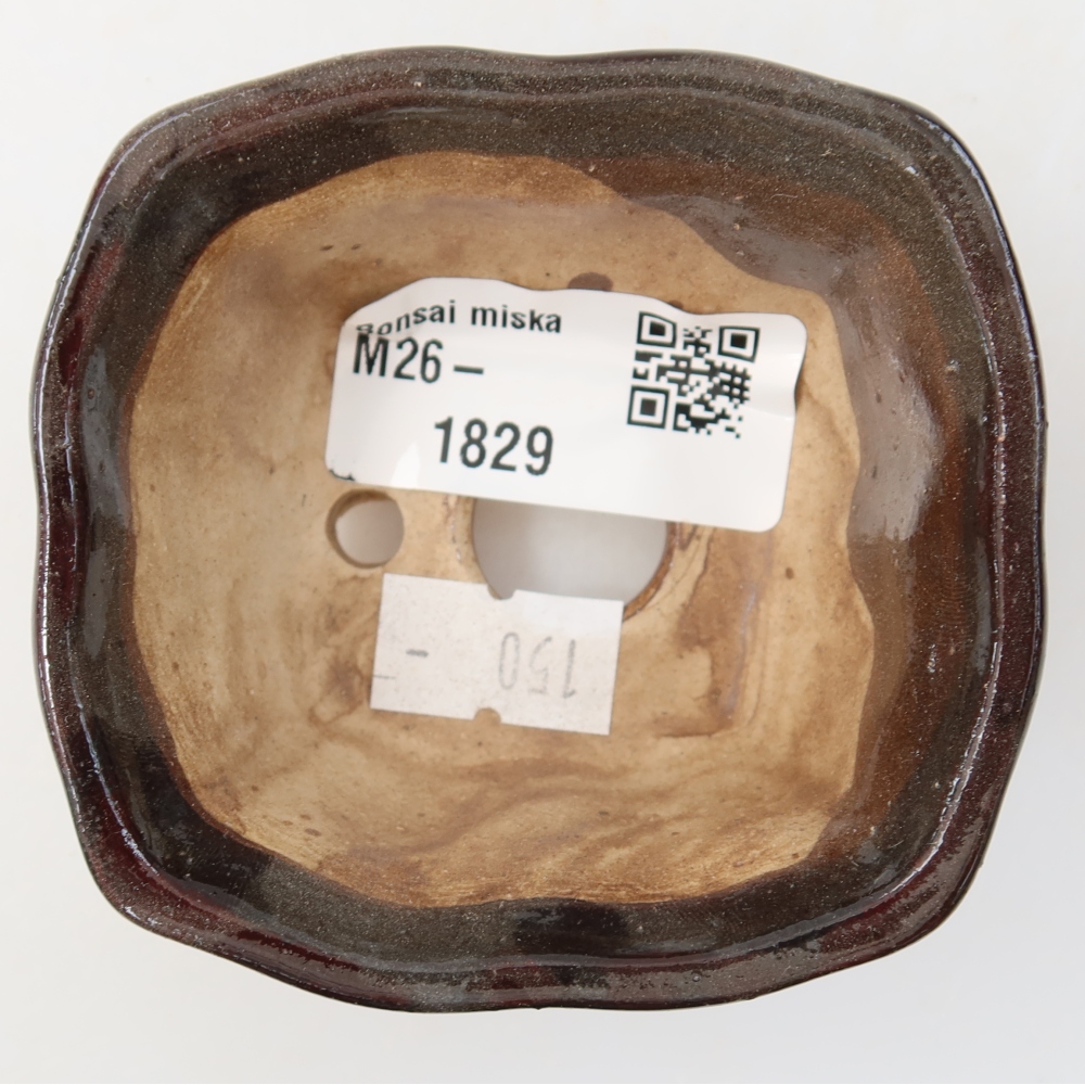 Ceramiczna miska na bonsai 7,5 x 7 x 3,5 cm, brązowa