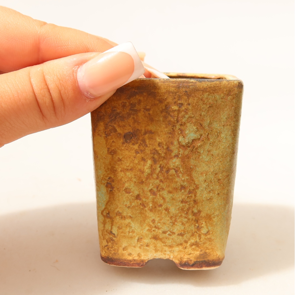Ceramiczna miska do bonsai 5 x 5 x 6,5 cm, zielona