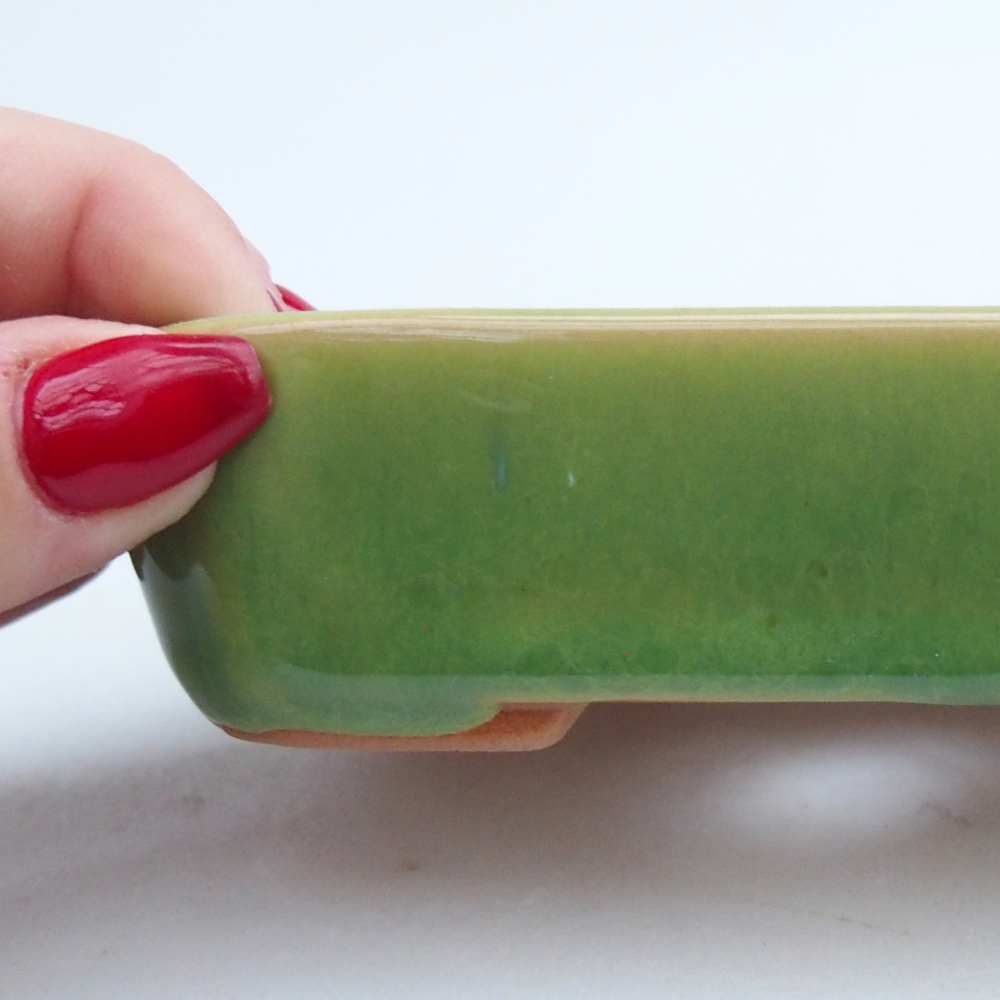 Ceramiczna miska do bonsai 12 x 9 x 3 cm, zielona