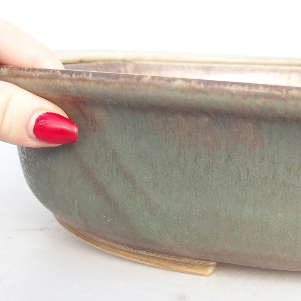 Ceramiczna miska do bonsai 32,5 x 28,5 x 7,5 cm, zielona