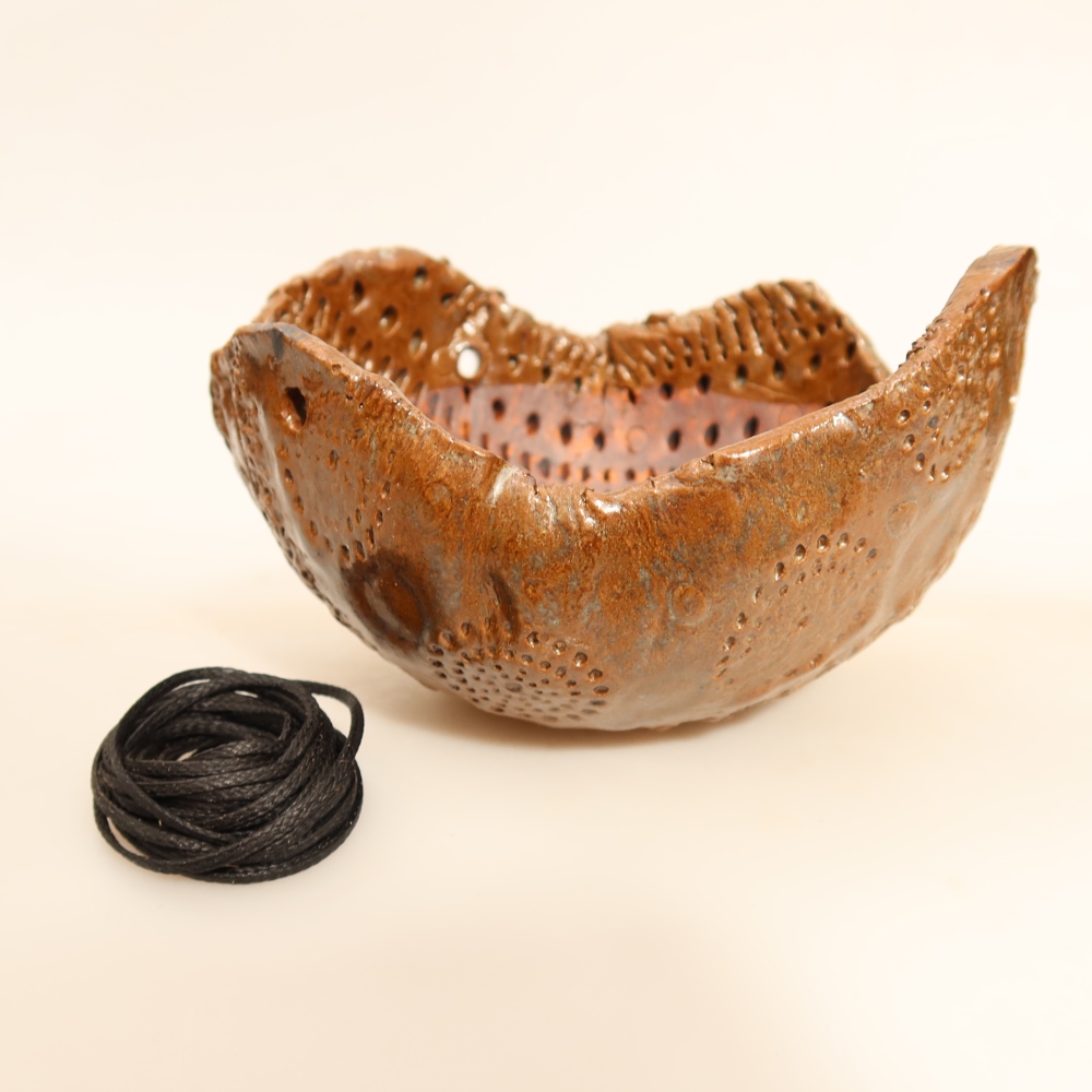 Ceramiczna skorupa do kokedamy 12,5 x 12 x 7,5 cm, kolor brązowy