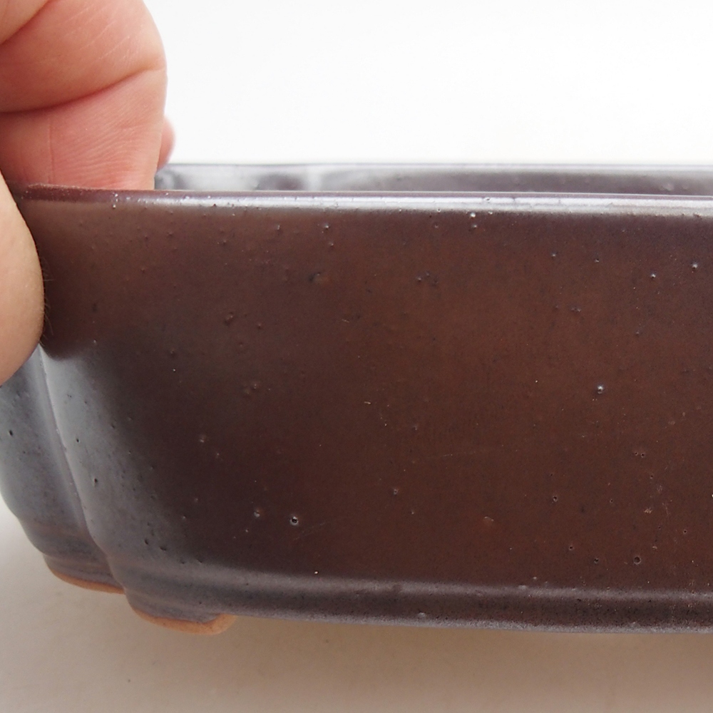 Ceramiczna miska na bonsai 18 x 13 x 5 cm, brązowa