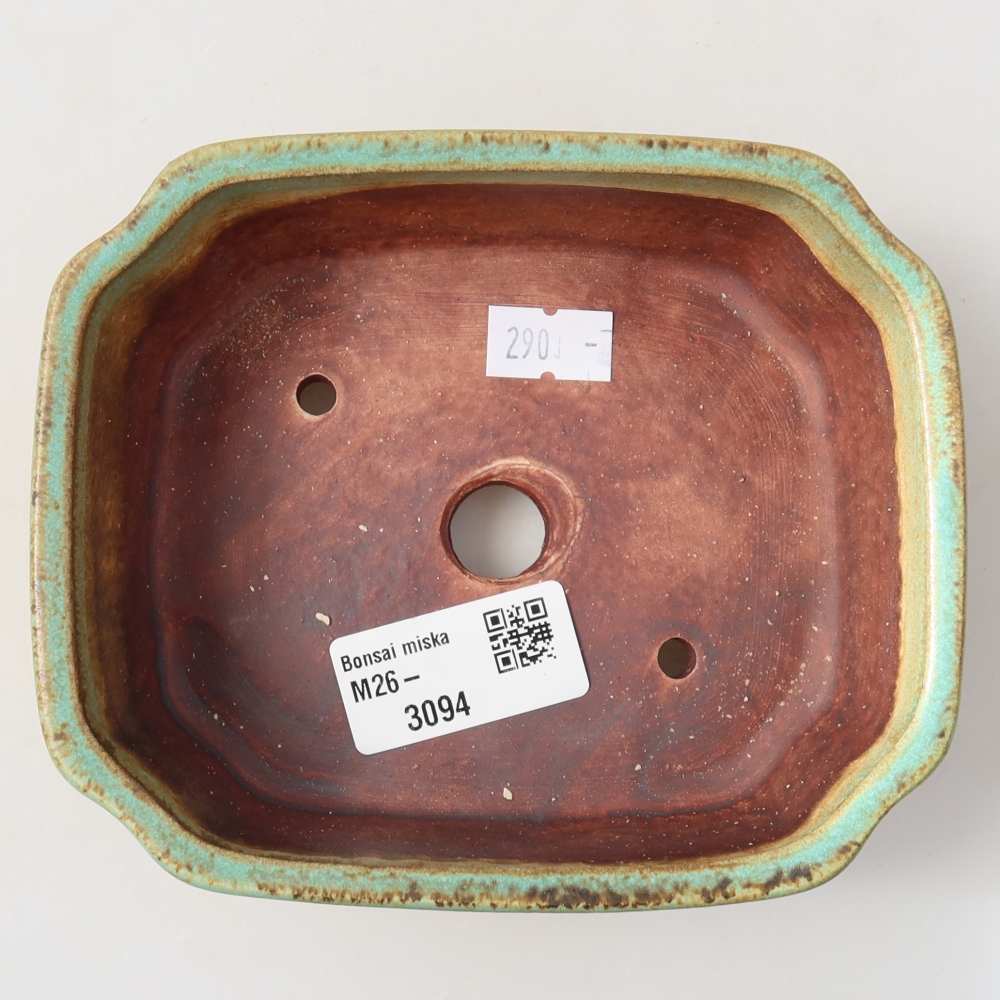 Ceramiczna doniczka do bonsai 13,5 x 11,5 x 4 cm, kolor zielony