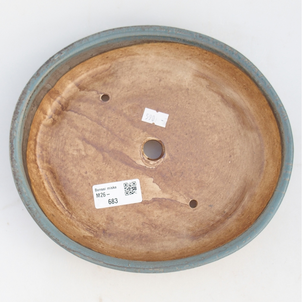 Ceramiczna miska do bonsai 23 x 20 x 4,5 cm, kolor niebieski
