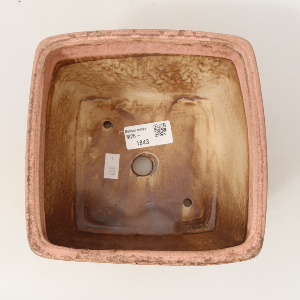 Ceramiczna miska do bonsai 16 x 16 x 10 cm, kolor różowy