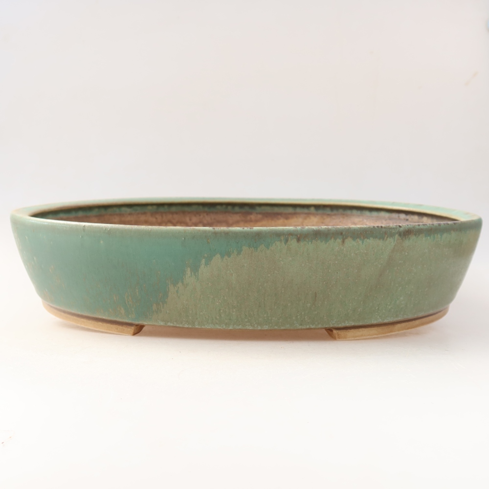Ceramiczna miska do bonsai 32 x 27,5 x 6,5 cm, kolor zielony