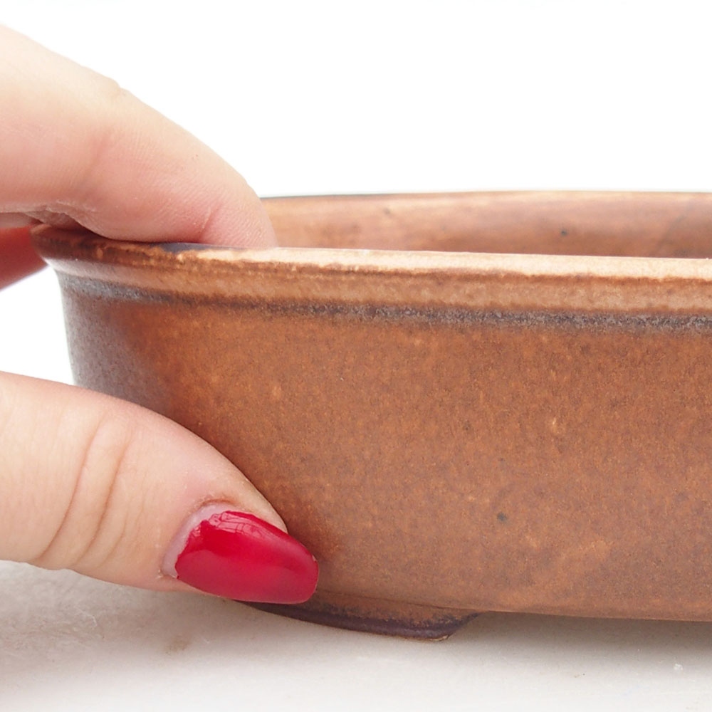 Ceramiczna miska na bonsai 19 x 14 x 5 cm, brązowa