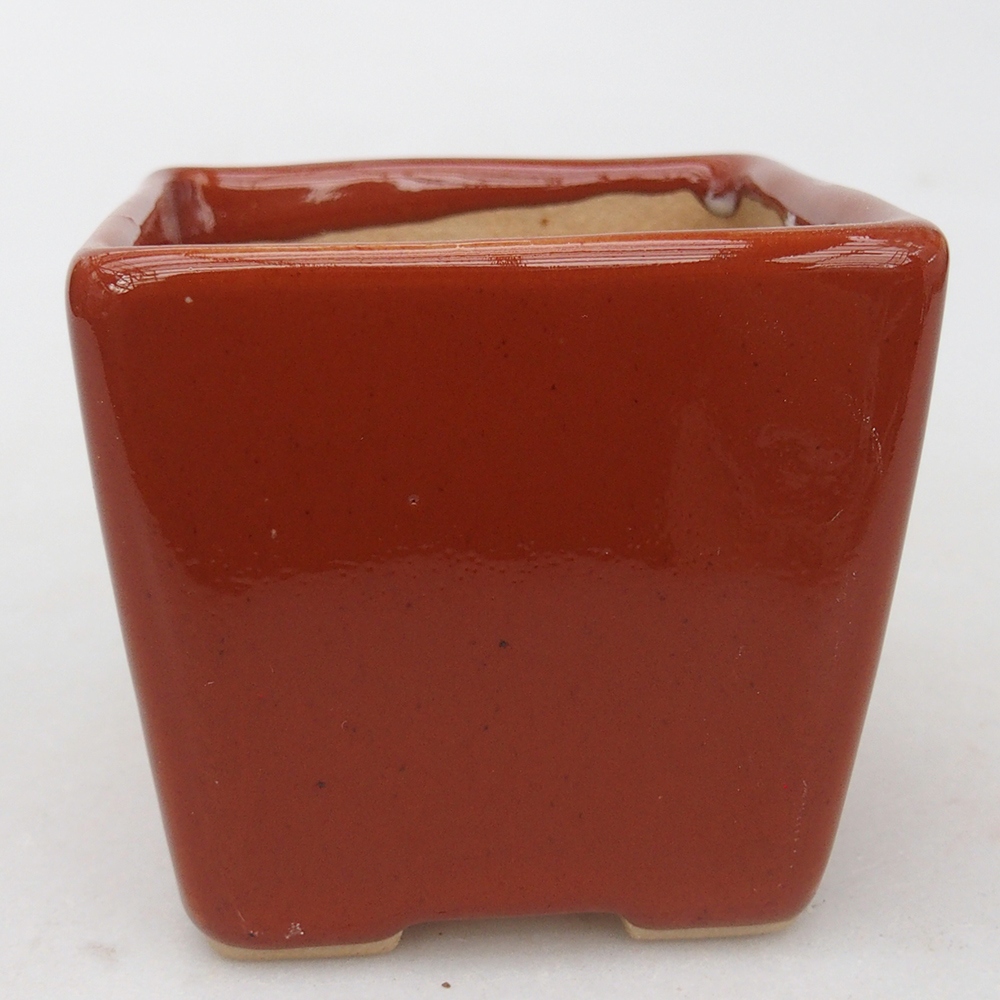 Ceramiczna miska na bonsai 7,5 x 7,5 x 7 cm, brązowa