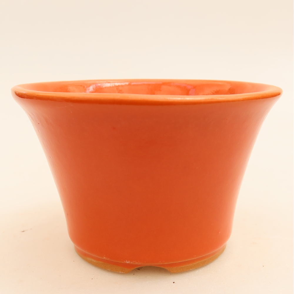 Ceramiczna miska do bonsai 11 x 11 x 7 cm, kolor pomarańczowy