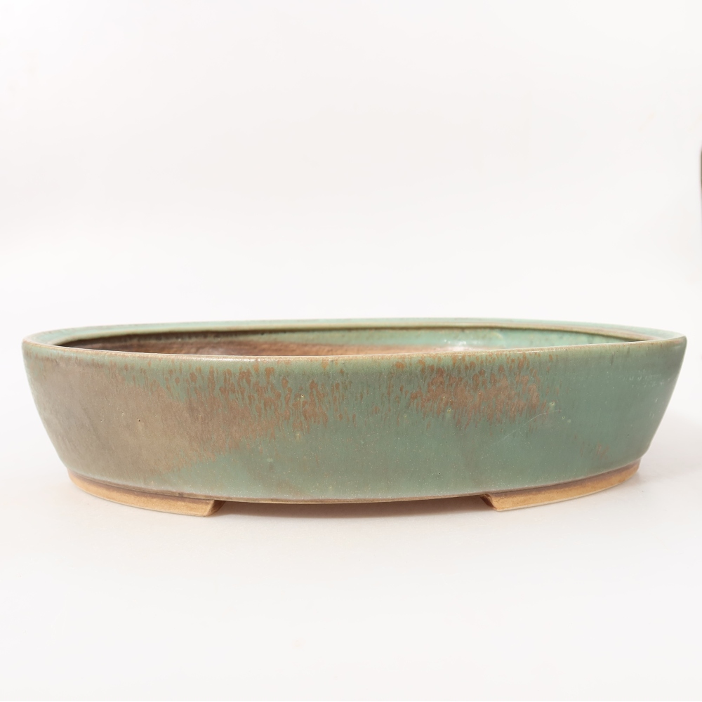 Ceramiczna miska do bonsai 31,5 x 27,5 x 6 cm, zielona
