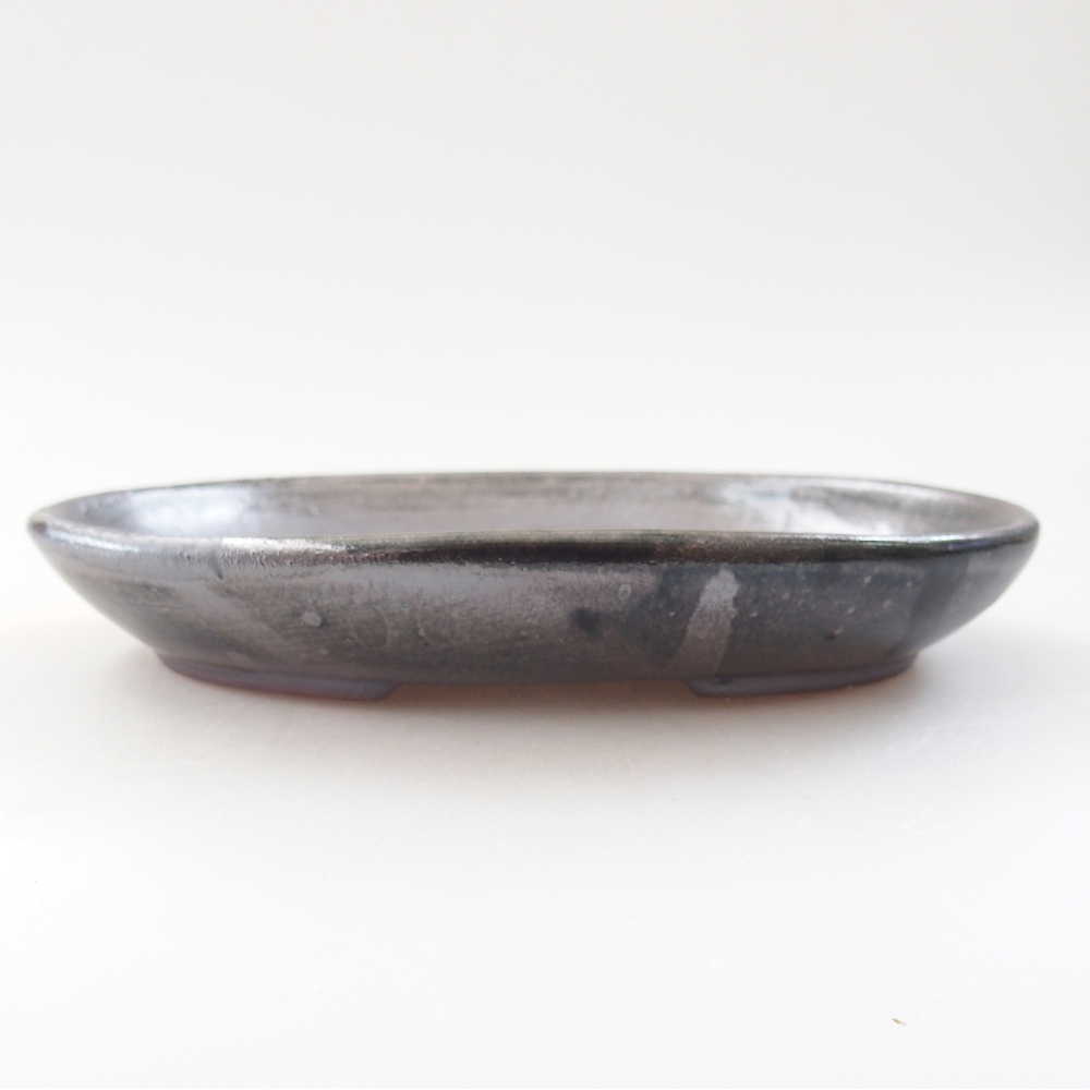 Ceramiczna miska na bonsai 15,5 x 11 x 2,5 cm, metaliczna zieleń