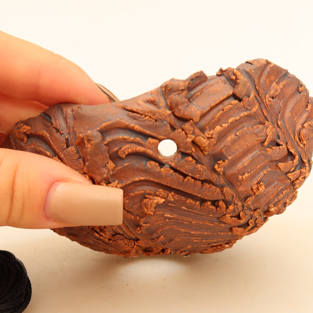 Ceramiczna skorupa do kokedamy, 10,5 x 9 x 6,5 cm, kolor brązowy
