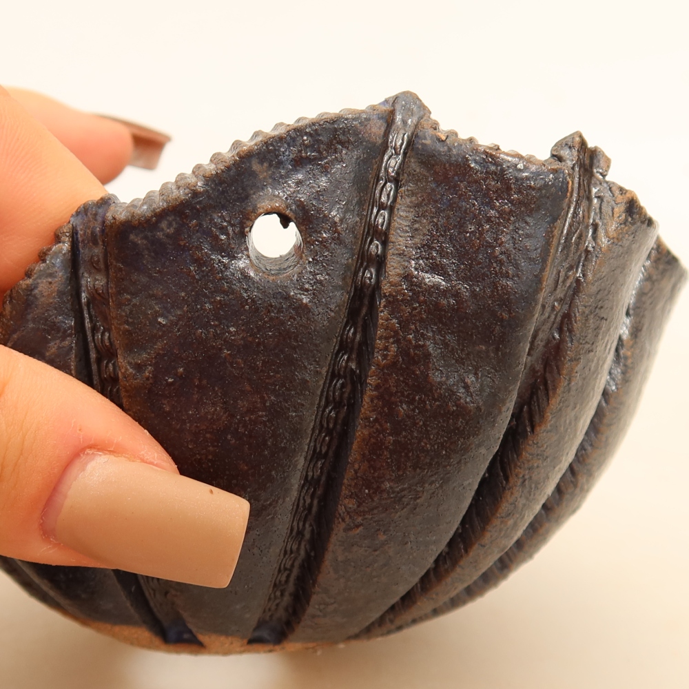 Ceramiczna skorupka do kokedamy 10,5 x 10 x 7 cm, kolor niebieski