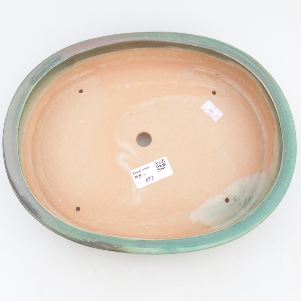 Ceramiczna miska do bonsai 26,5 x 21 x 5 cm, zielona