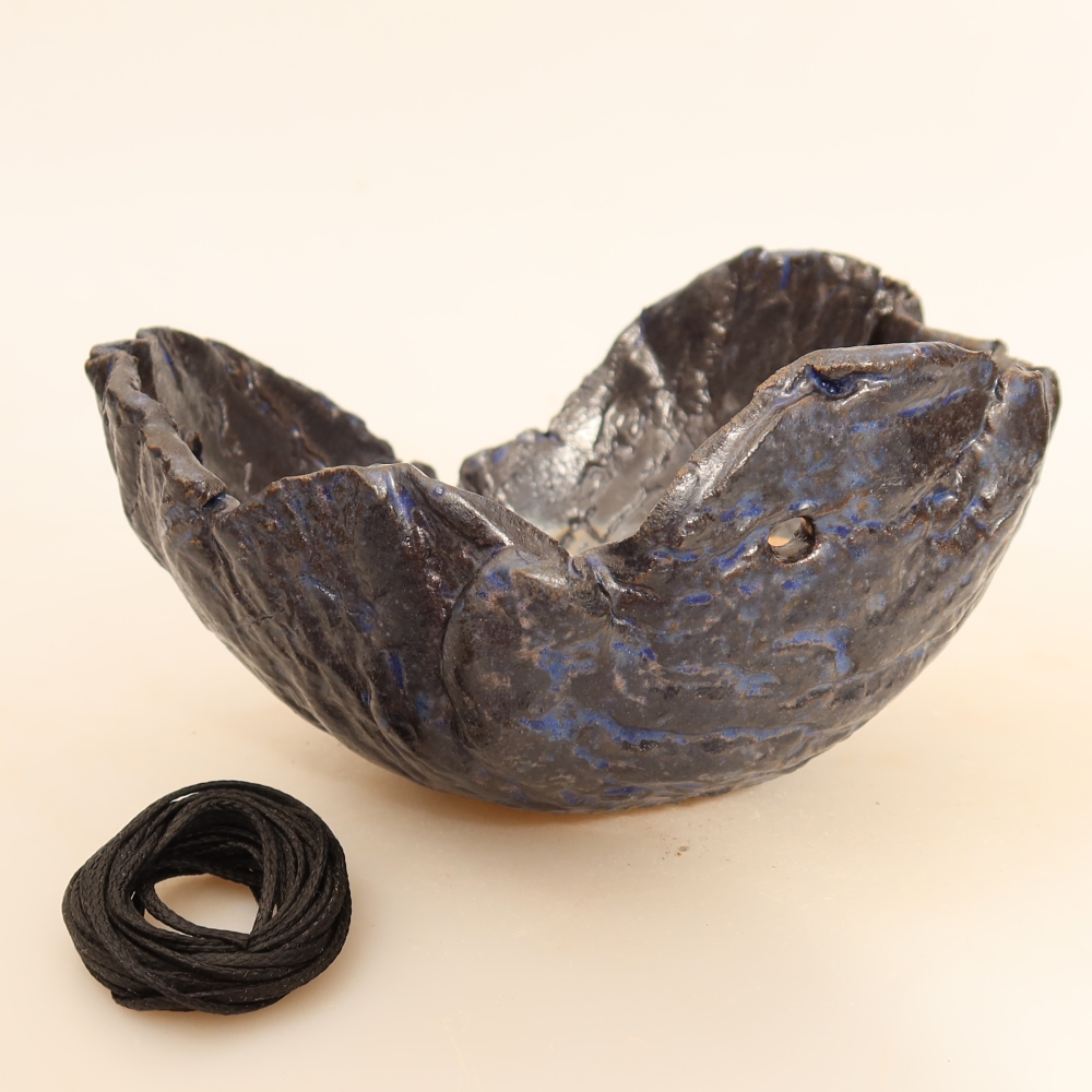 Ceramiczna skorupa do kokedamy 14 x 12 x 7 cm, kolor niebieski